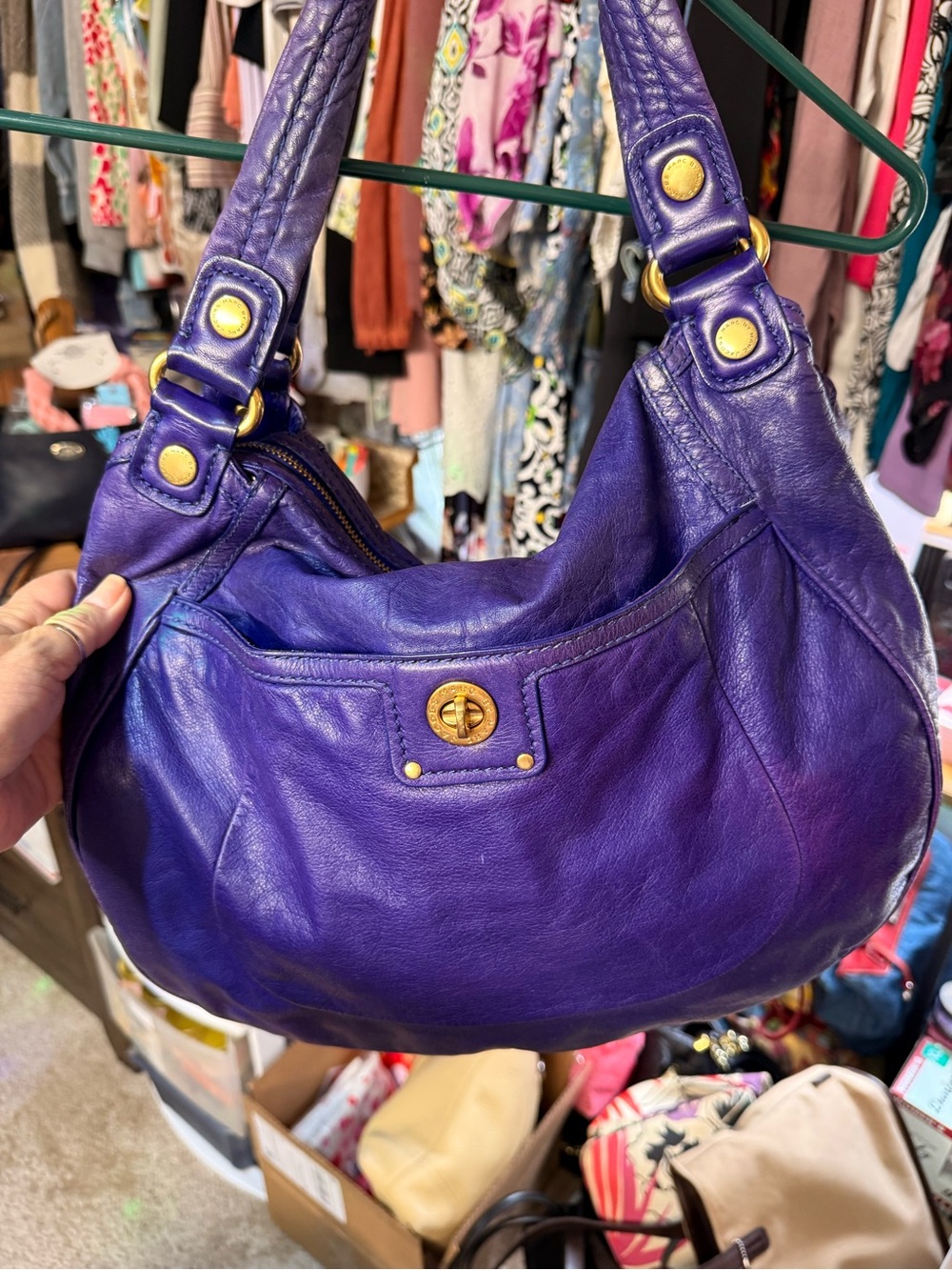 Marc by Marc Jacob’s Purple Leather Shoulder Bag with Gold Hardware